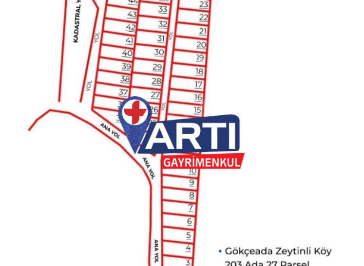 ARTI GAYRİMENKUL'DEN GÖKÇEADA TURİZM İMAR PLANINDA 478 M2 HİSSE